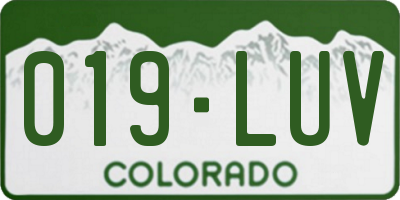 CO license plate 019LUV