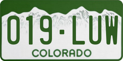 CO license plate 019LUW