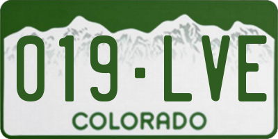 CO license plate 019LVE