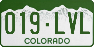 CO license plate 019LVL