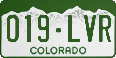 CO license plate 019LVR