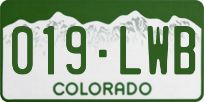 CO license plate 019LWB