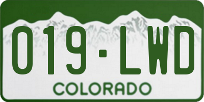CO license plate 019LWD