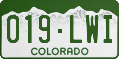 CO license plate 019LWI