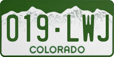 CO license plate 019LWJ