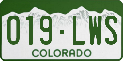 CO license plate 019LWS