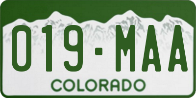 CO license plate 019MAA