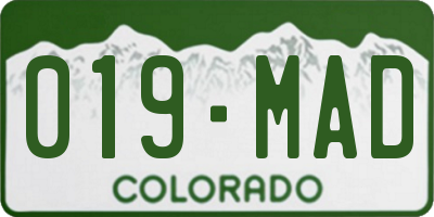 CO license plate 019MAD