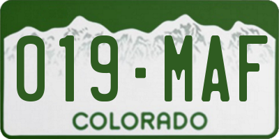 CO license plate 019MAF