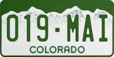 CO license plate 019MAI