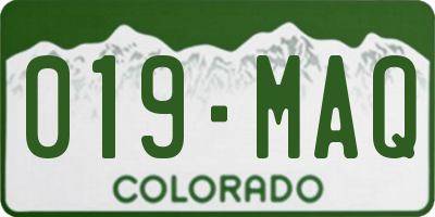 CO license plate 019MAQ