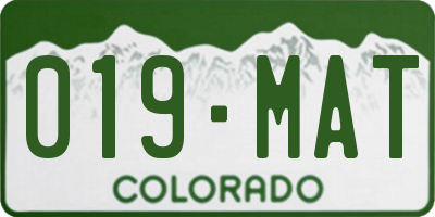 CO license plate 019MAT
