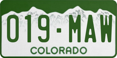 CO license plate 019MAW