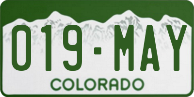 CO license plate 019MAY