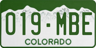 CO license plate 019MBE
