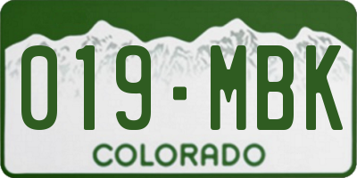 CO license plate 019MBK