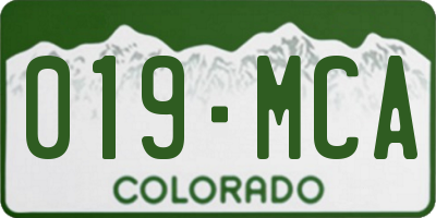 CO license plate 019MCA
