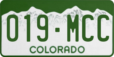 CO license plate 019MCC