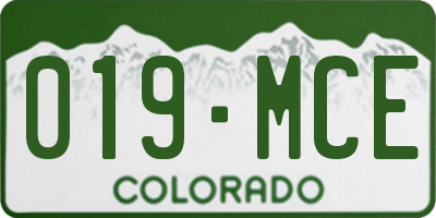 CO license plate 019MCE