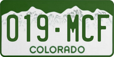 CO license plate 019MCF
