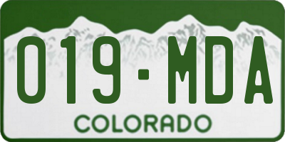 CO license plate 019MDA