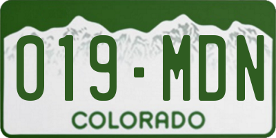 CO license plate 019MDN
