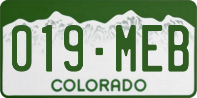 CO license plate 019MEB