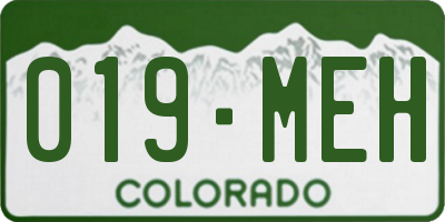 CO license plate 019MEH
