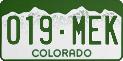 CO license plate 019MEK
