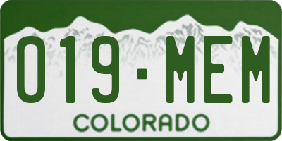 CO license plate 019MEM