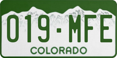 CO license plate 019MFE