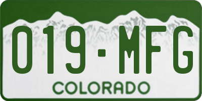 CO license plate 019MFG