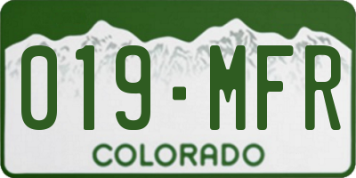 CO license plate 019MFR