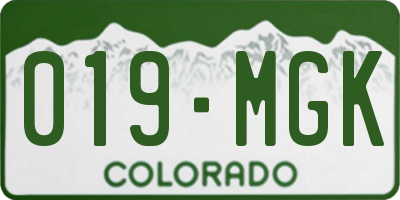 CO license plate 019MGK