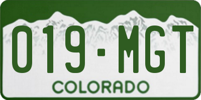 CO license plate 019MGT