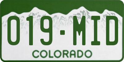 CO license plate 019MID