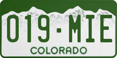 CO license plate 019MIE