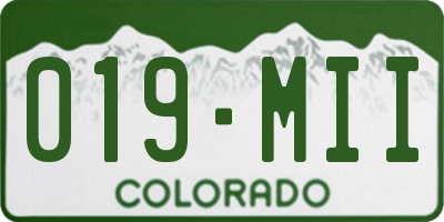 CO license plate 019MII