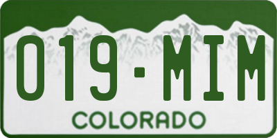 CO license plate 019MIM