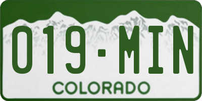 CO license plate 019MIN