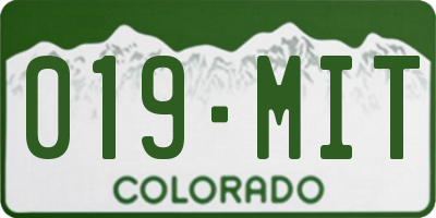CO license plate 019MIT