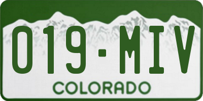 CO license plate 019MIV