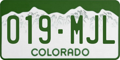 CO license plate 019MJL