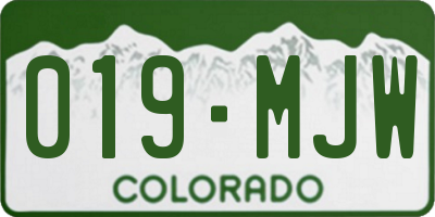 CO license plate 019MJW