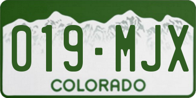 CO license plate 019MJX