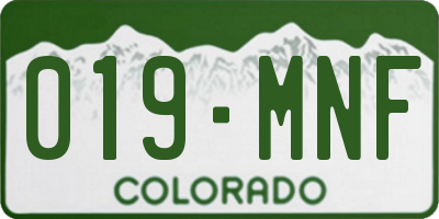 CO license plate 019MNF