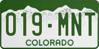 CO license plate 019MNT