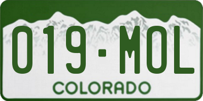 CO license plate 019MOL