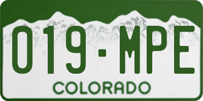 CO license plate 019MPE
