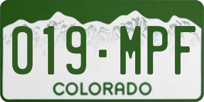 CO license plate 019MPF
